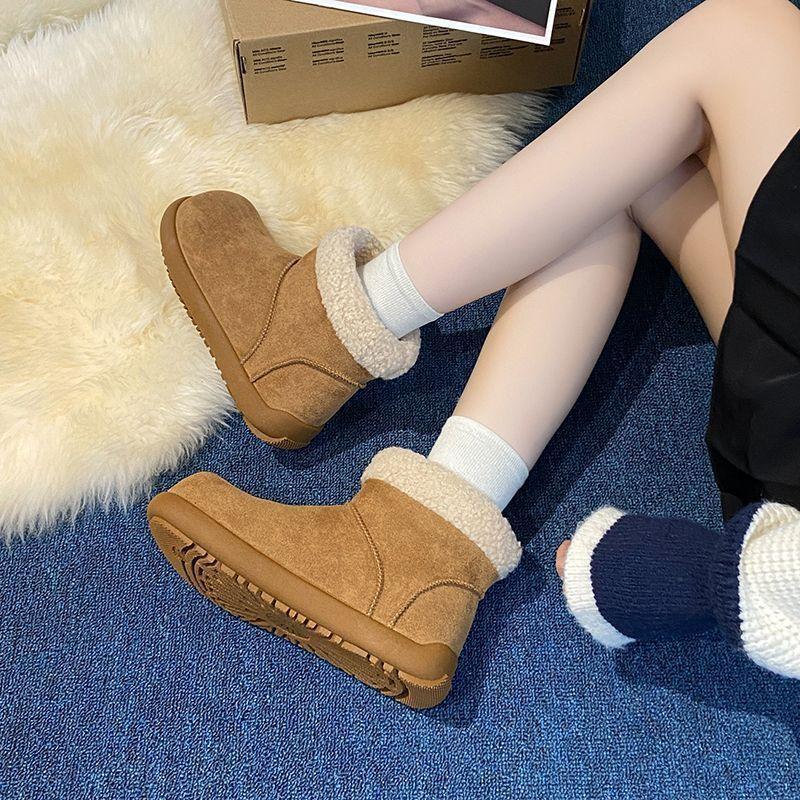 Ugly cute big head snow boots 22 winter new small potato fluffy short boots thick-soled piled thickened large cotton shoes