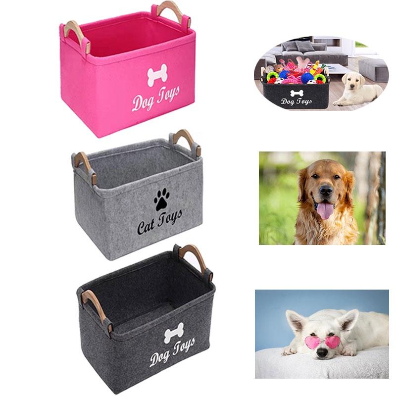 Aufbewahrungsbox aus Filz mit Holzgriff Großer quadratischer Aufbewahrungsbehälter für Haustierspielzeug