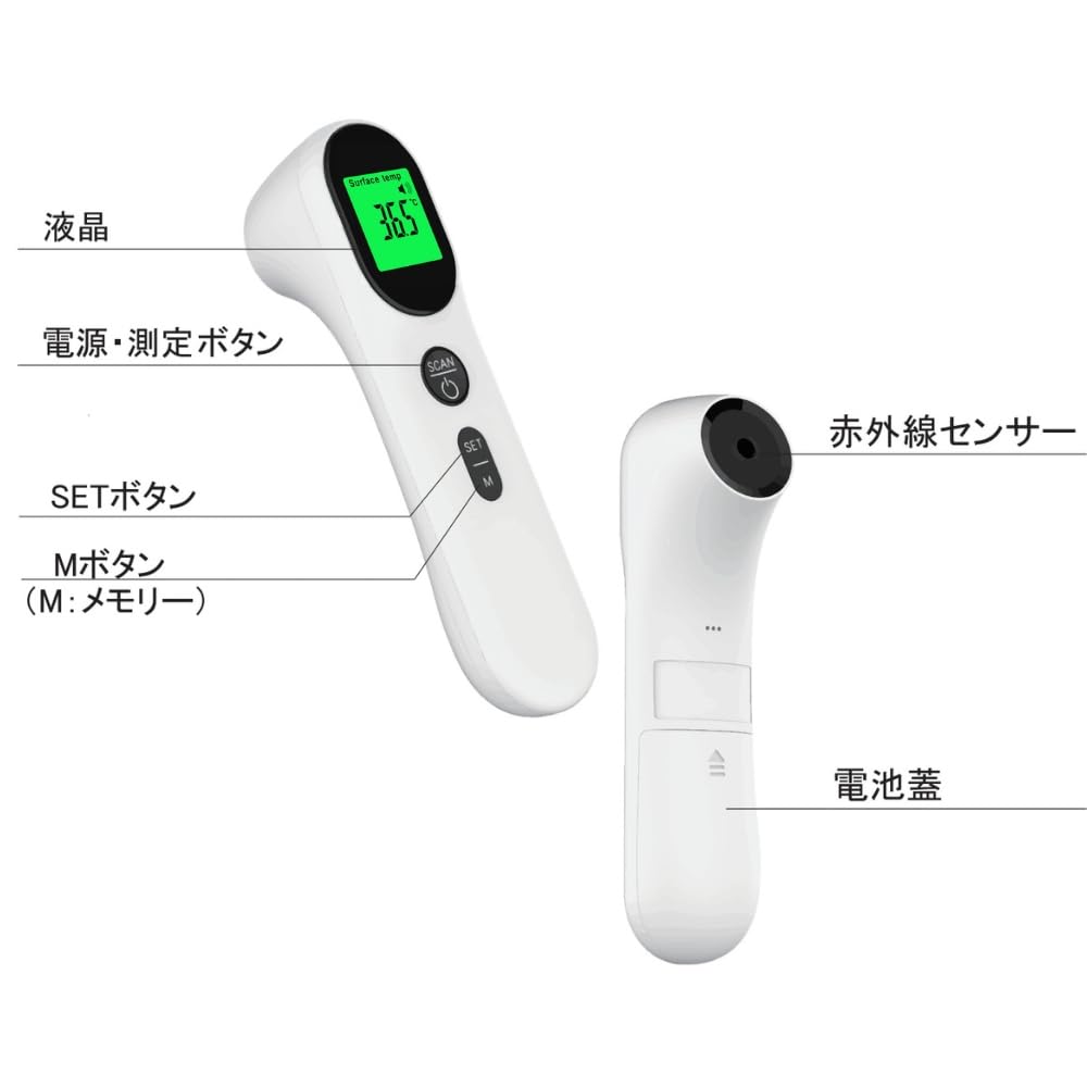 FIDAC Non-Contact Infrared Thermometer, Fast 1-Second Temperature Measurement, 32 Recordings, Non-Contact Electronic Thermometer, Indoor/Outdoor Use (