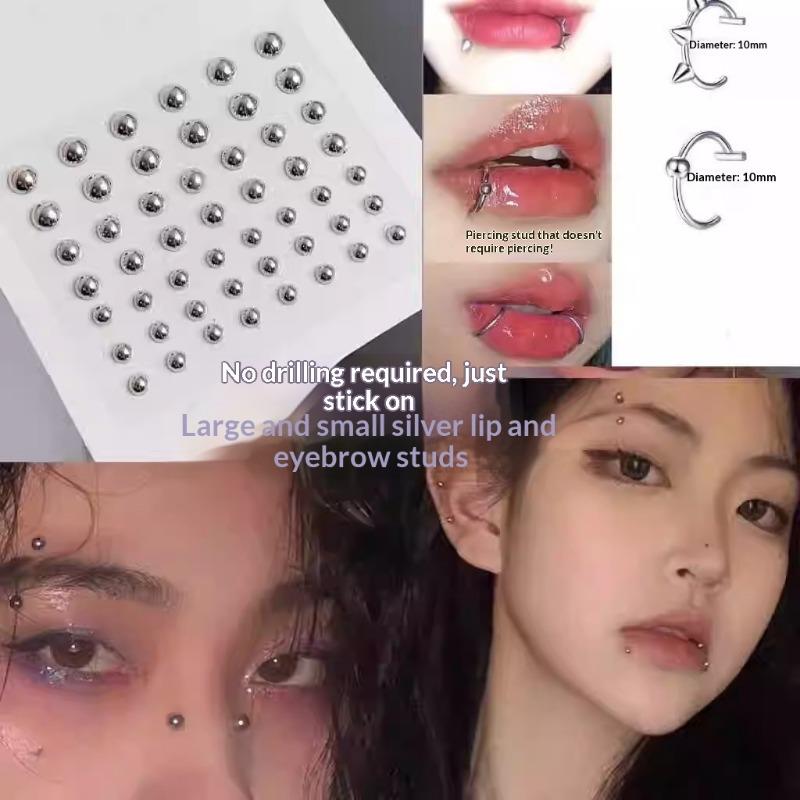 Punch-free Lip Nail Lip Ring Spice Girl Devil Nail Hemisphere Paste Earring Nail Ear Bone Nail Lip Nail Titanium Steel False Lip Ring