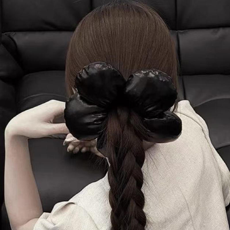 Trendy Oversized Blue Flower Scrunchie Headdress Women Girls Design Rubber Elastic Hair Band Vacation Hair Accessories