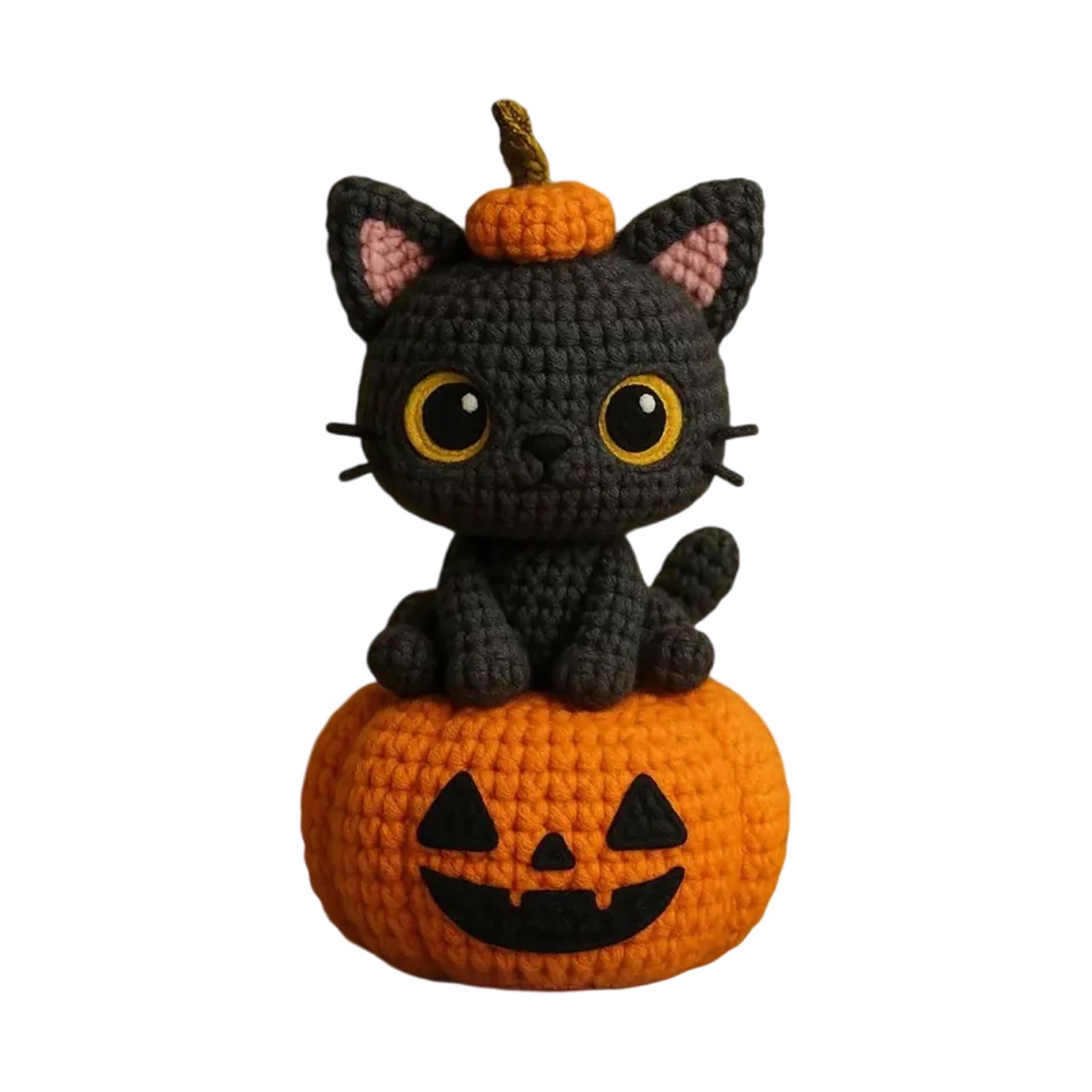 

Halloween Crochet Cat Ornament Doll, Holiday Gifts For Friends One Size
