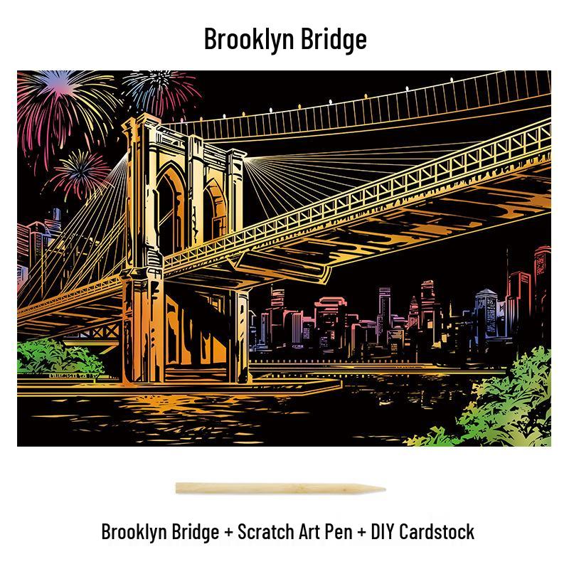 City Night View Scratch Art – DIY Kreatives Handgemachtes Malen Geschenk für Beste Freundin