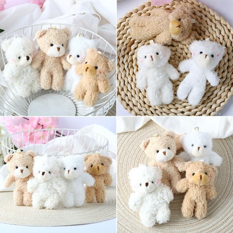 2pcsBlush Bear Pendant Plush Bear Keychain Stuffed Animal Pendant Soft Key Rings