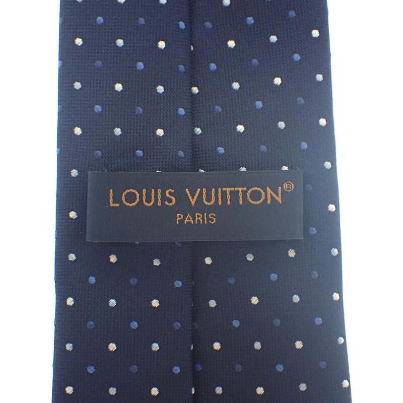 Louis Vuitton M76844 Monogram Tie Navy Silk Mens