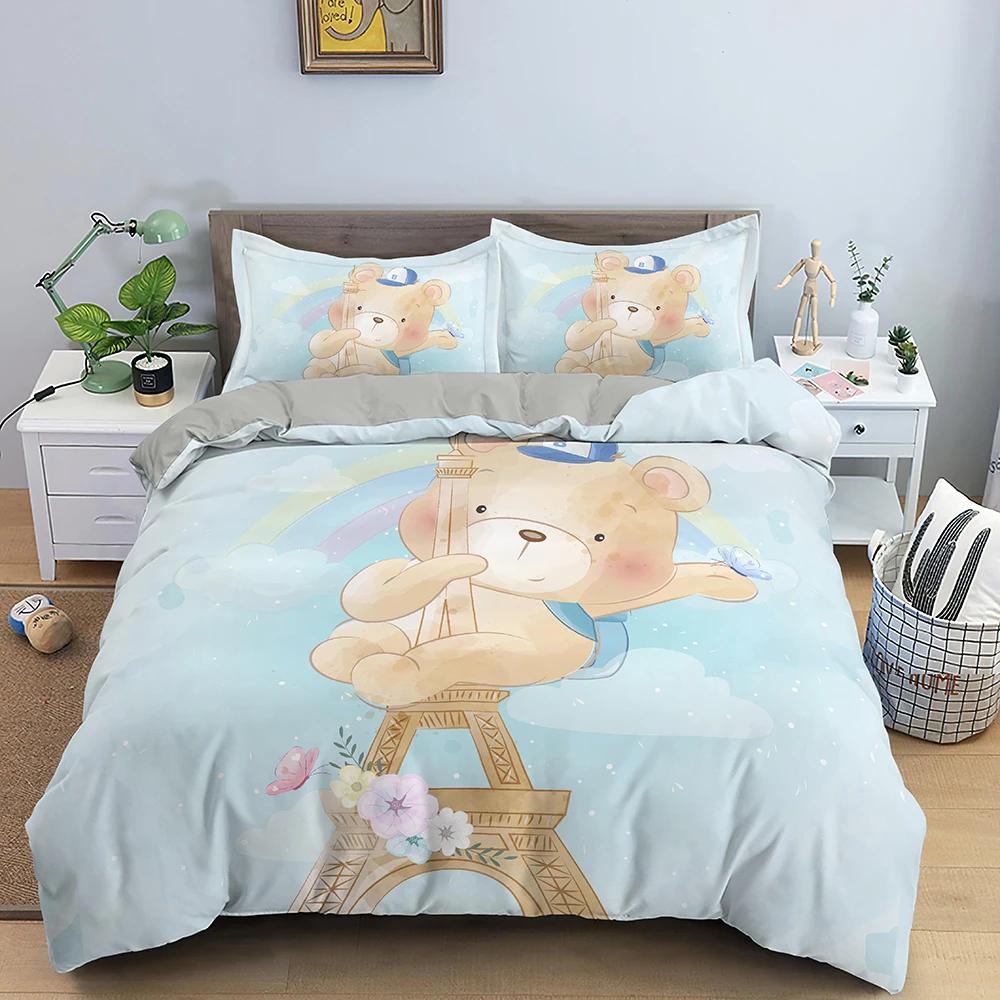 3D Cartoon Pattern Duvet/Quilt Cover Cozy Soft Bedding Set For Children Kids Bedroom Decor Bedclothes Queen Twin Single 2/3Pcs