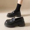Black Platform British Style Small Leather Shoes, Children's Spring and Autumn 2025 New Loafers, Deep Mouth One Pedal Single Shoes