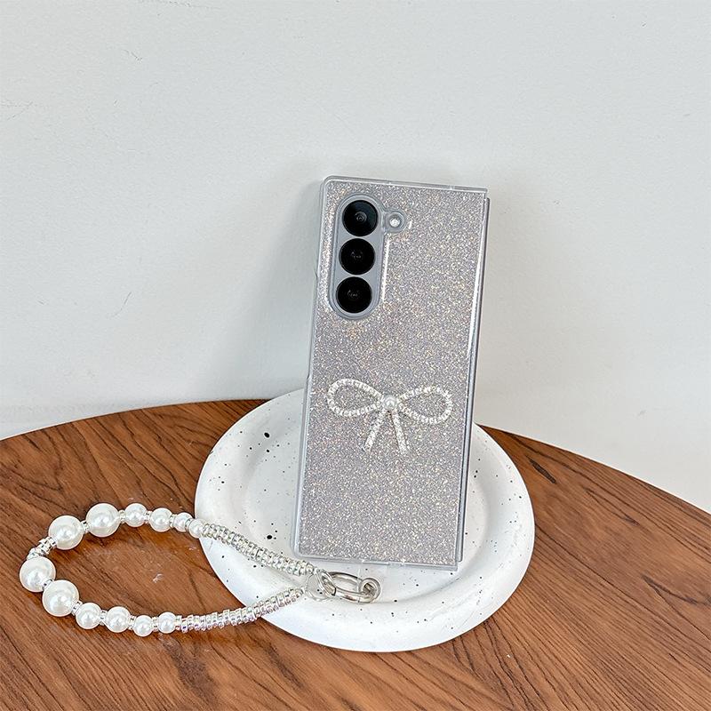 Bow Epoxy Mobile Phone Case Mirror For Samsung Zflip6 Flip Hard Case Fold7 Folding Screen Bracelet