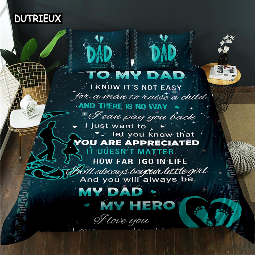 Vatertag Bettbezug Set Queen Einzel Doppelgröße Brief an Vater Bettwäsche Set Mikrofaser Vatertagsgeschenk Twin Bettdeckenbezug