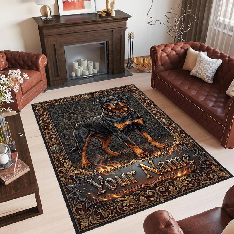 Decorative Artwork Theme Crystal Velvet Rug Personalized Custom Name Text Soft Floor Mat Home Decor
