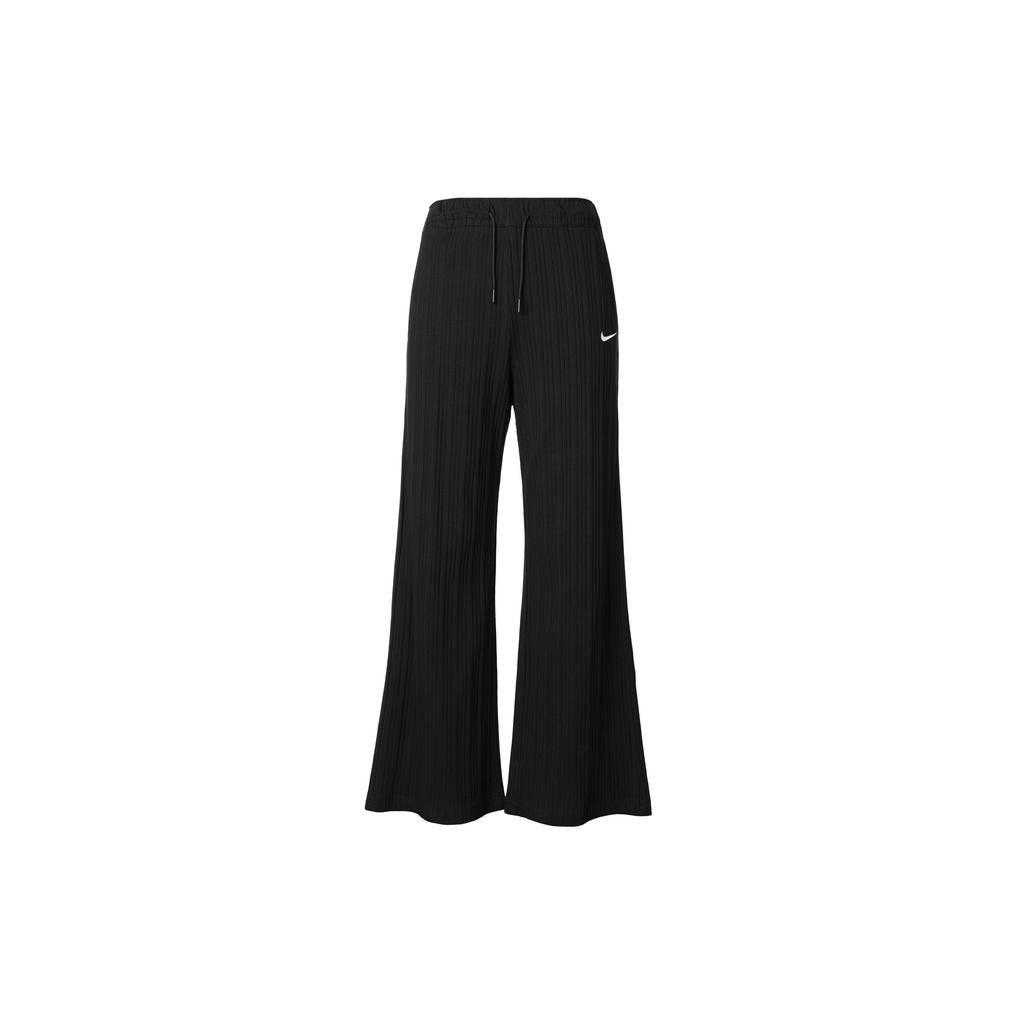 Nike Ribbed Knit High-Waisted Wide-Leg Sports Pants Women Pants Black DM6404-010