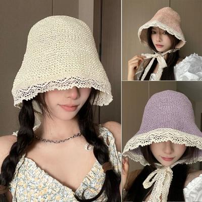 Large Brim Straw Hat Sun Protection Sunshade Hat New Straw Sun Visors  Women Girls