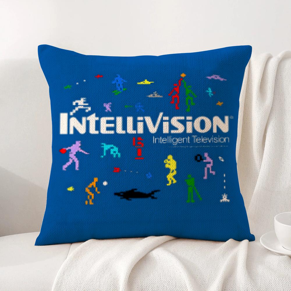 Fashion I-Intellivision Cushion Cover Natural Linen Organic Fabric Double-Sided Printing Sofa Home Decor Gift Pillow Cover