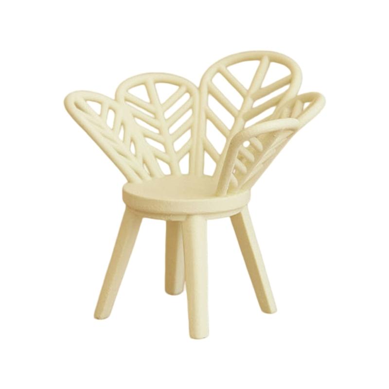 

Doll House Furniture Miniature Flower Shape Chair Model Figurine For Children Pretend Play Craft Model Project Setting белый