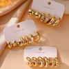6Pcs/set Classic Ccb Waterdrop Twist Earrings Chunky Tear Drop Design Women's Gold-Color Bohemia Earrings Daily Workplace Party