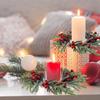 Artificial Christmas Candle Rings with Red Berry Christmas Table Decoration Candle Holder Rings Plastic Small Xmas Candle Wreath