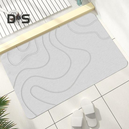 Bathroom Floor Mat Quick Absorbent Quick-Drying Diatom Mud Anti-Slip Bottom Solid Color Easy To Clean Multipurpose Bath Shower Sink Kitchen Carpet