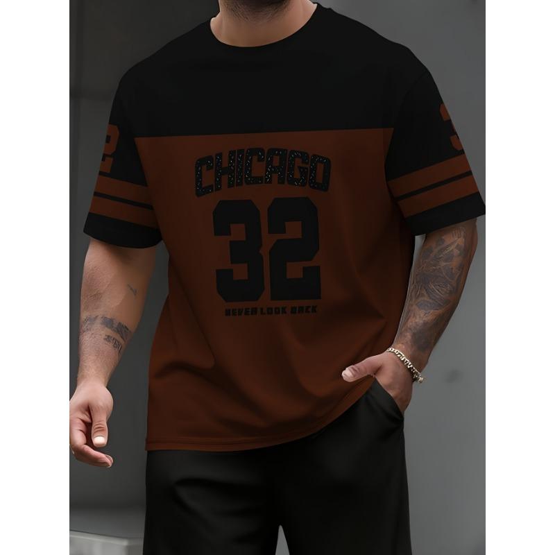 Men'S Chicago 32 Number Print T-Shirt, Soft Breathable Polyester