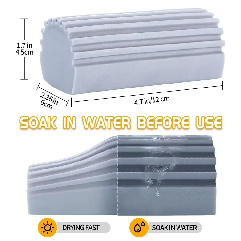 Magical Dust Cleaning Sponges PVA Sponge Damp Clean Duster Sponge for Blinds, Glass,Baseboards,Radiators,Window Track Grooves