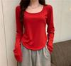 Women's Slim-Fit Irregular Long-Sleeve Top - Trendy Autumn Base Layer