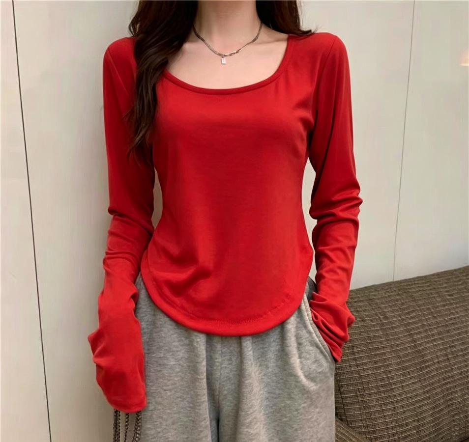 Women's Slim-Fit Irregular Long-Sleeve Top - Trendy Autumn Base Layer