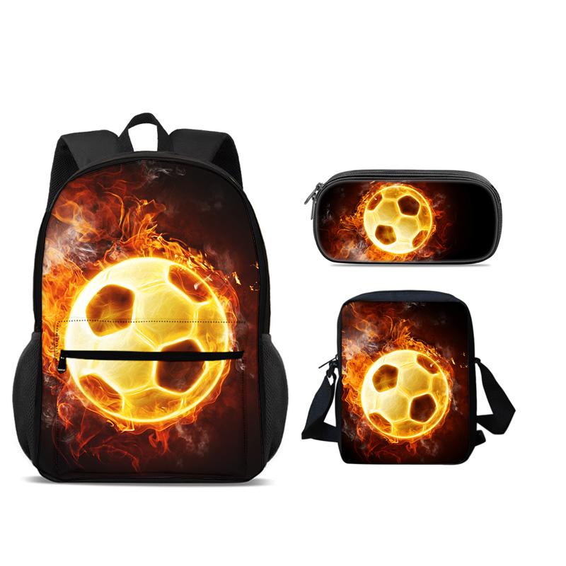Soccer backpack, pencil case, shoulder bag 3Pcs Set, sports style, football, best partner for male and female students in school