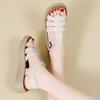 Women's Summer Black Leather Sandals Elevator Casual Slip On Plus Size Brown Walking Minimalist Roman Sandals for Girl
