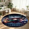 Demon Slayer Printed Round Crystal Velvet Rug Soft Non Slip Floor Carpet For Bedroom Holiday Gift