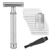 Men's Vintage Metal Razor Double Edge Safety Razor Manual Razor With 10 Shaving Blades and 1 Cleaning Brush