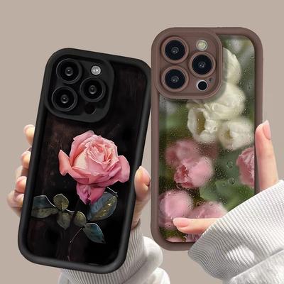 Flower Silicone Phone Case For iPhone 11 13 16 15 Pro Max 14 12 XS X XR 7 8 Plus SE 16promax 15promax Shockproof Funda Cover