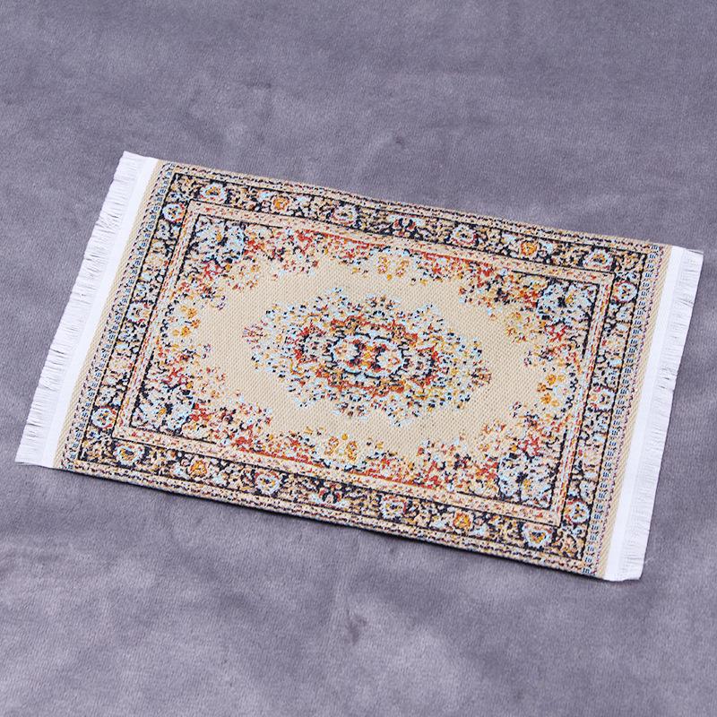 1Pcs Miniature Dollhouse Carpet Turkish Style Playing House Mini House Decor Floor Miniature Weaving Rug Doll Accessories