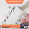 Huabaochi 3 Pairs No-Tie Lazy Shoelaces White Metal Buckle Elastic Stretch Flat Black Slip-On Sports Shoes Accessory