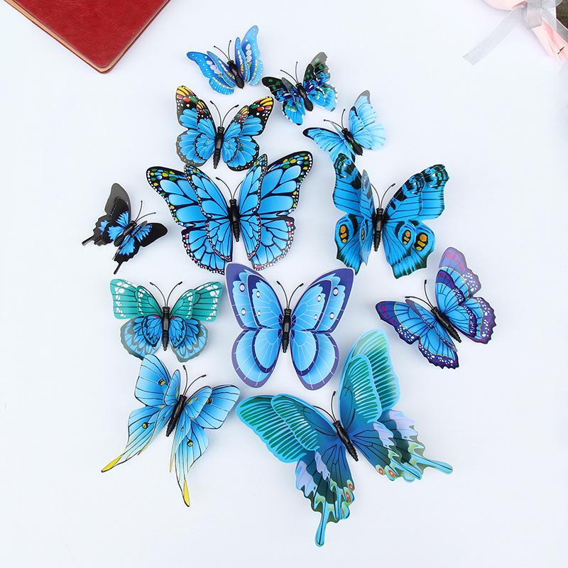 3D PVC Double-Layer Butterfly Wall Sticker Decoration Magnet + Adhesive
