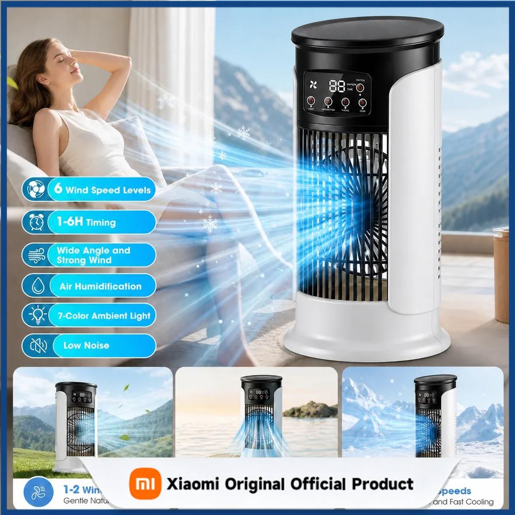 Xiaomi Portable Air Conditioner Fan 6 Speeds Misting Humidifier USB Desktop Cooler LED Display Timer Home Office Personal Summer