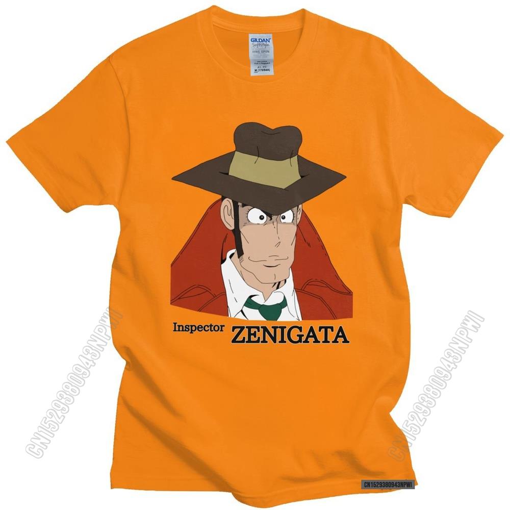 Lustiges Lupin The Third T-Shirt für Herren Rundhals Koichi Zenigata Grafik T-Shirt Vorgeschrumpfte Baumwolle Normale Passform T-Shirt Merchandise