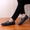 Men's Soft Moccasins Driving Shoes Casual Loafers Retro Handmade Slip on Black Wide Shoes for Father Large Size