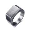 VQYSKO Square Signet Ring Stainless Steel Chunky Band for Men Women Punk Vintage Black Golden Silvery Ancient Thumb Ring Fashion