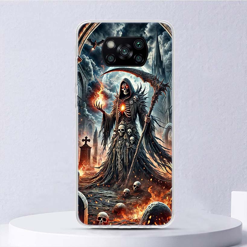 Death Grim Reaper Skull Scythe Soft Case For Xiaomi Poco X7 X6 X5 X4 X3 Nfc F7 Ultra F6 F5 Pro Phone Cover F4 Gt F3 M5S M4 M3 M5
