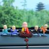 Solar Powered Monk Car Decor Figurine Dashboard - Buddhist Zen Ornament With Wooden Fish Plastic Craft 5 Style Combos