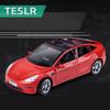 1:24 Alloy Tesla Model 3 Car Model Diecasts Metal Vehicle Car Model Simulation Sound Light Kids Toy Gift Collection