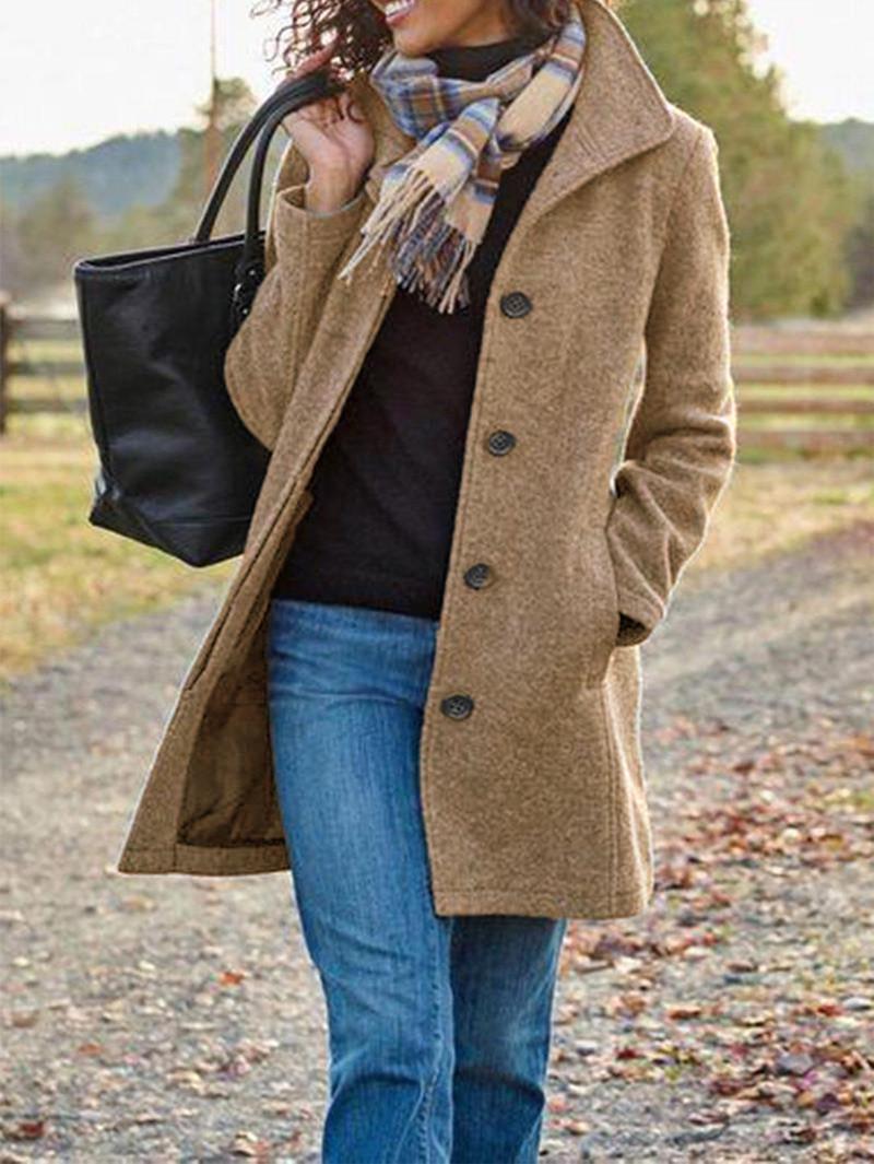 

2023 Autumn/Winter Thick Woolen Women s Mid-Length Coat XL хакі