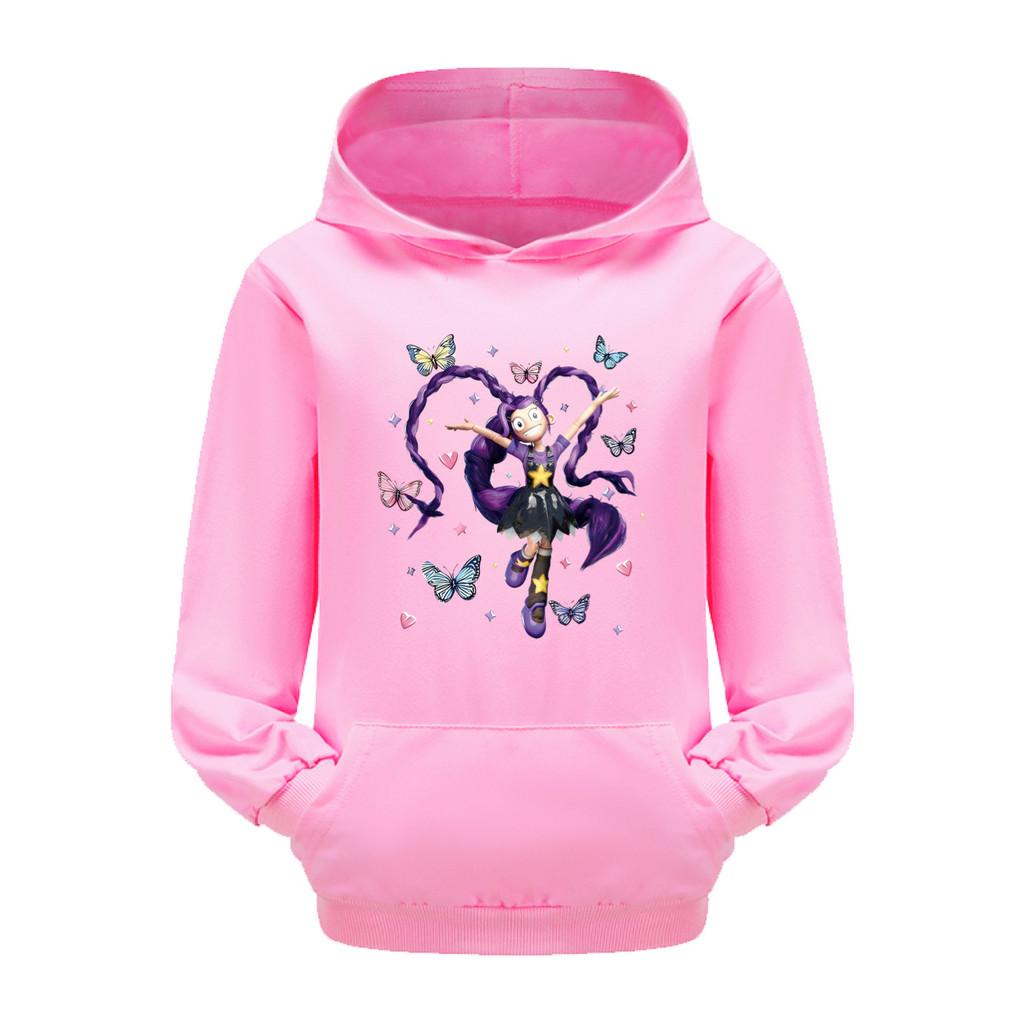 5599 Kids Girls Lily Lovebraids Printed Outerwear Outfit Long Sleeves Hoodies 110cm розовый