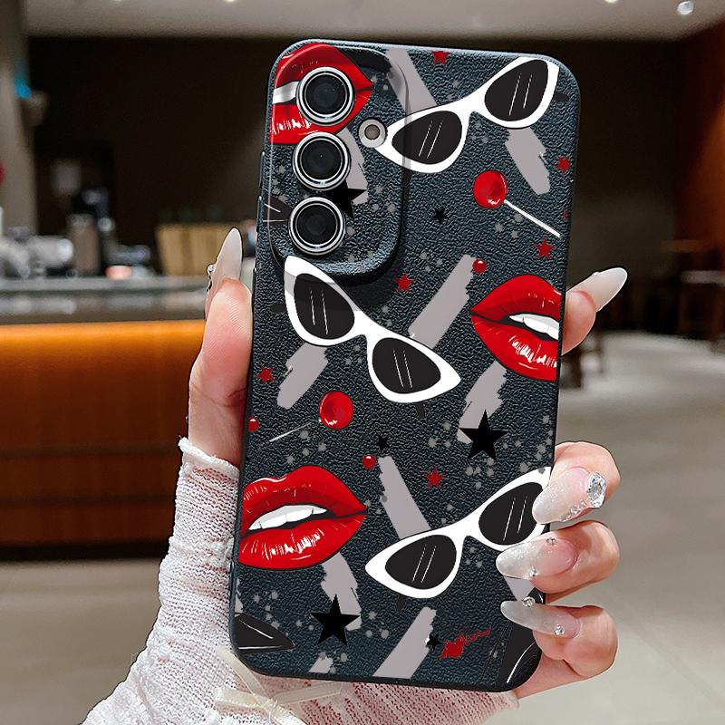 Cool Kiss Lips Print Case For Samsung A18 A57 A37 A17 A56 A36 A26 A16 A55 A35 A25 A15 A54 S21 FE S22 S23 S24 Plus S25 S26 Ultra Silicone Cover