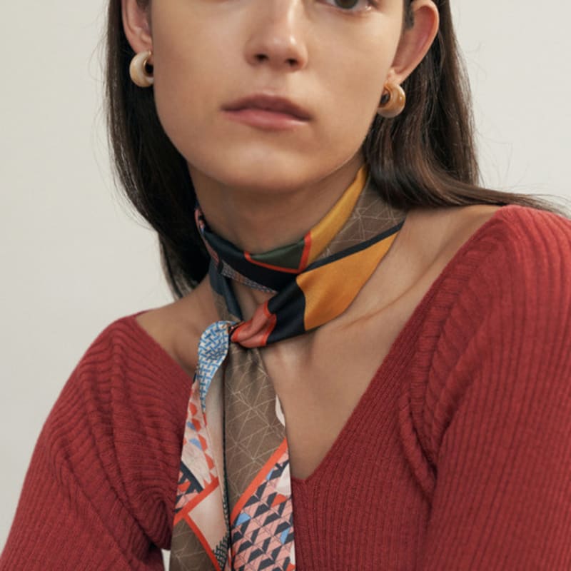 Saint Luxure Twilly Long Tie Scarf Porug SL20FLTFLGR