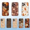 Autumn Leaves Pumpkin Phone Case For iPhone 16,15,14,13,12,11 Plus,Pro Max,XS,X,XR,SE,Mini,8,7,Soft Silicone Black Cover