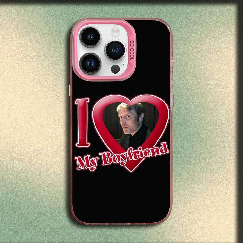 Actor Mads M-Mikkelsen Phone Case For iPhone 16,15,14,13,12,11,Mini,Pro,MAX Pink Matte Silicone Cover iPhone15pro