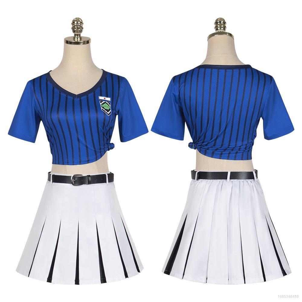 Lock Teieri Blue Anri Cosplay Costume Cheerleading Skirt Dress Uniform Party