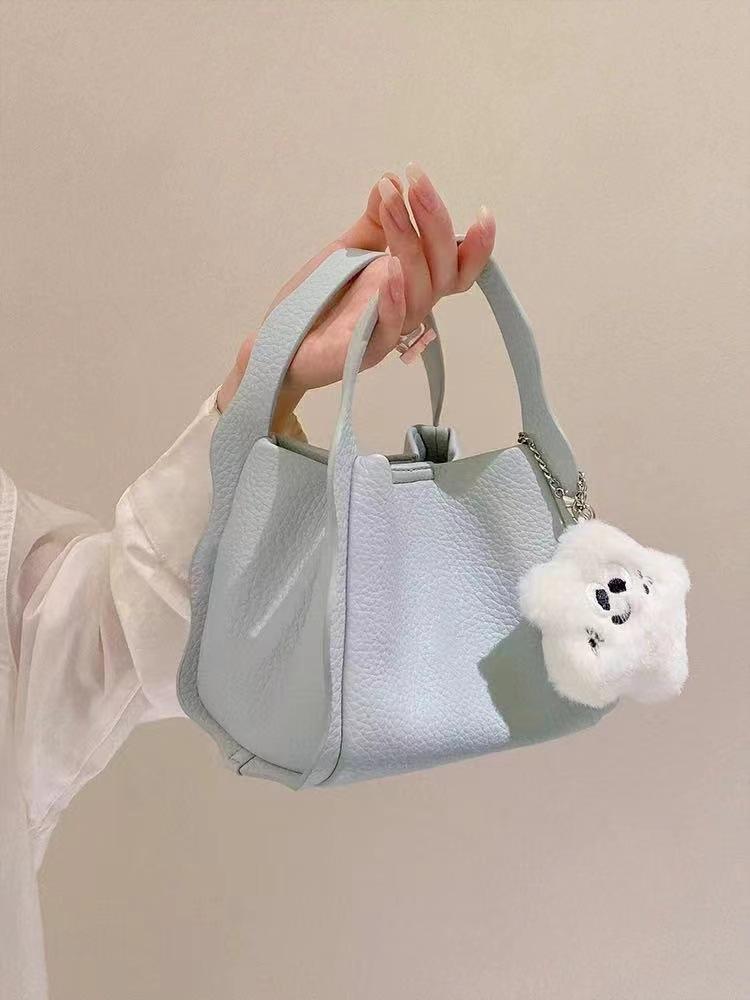 Portable blue bucket bag women's 2025 new early spring high-end vegetable basket bag shoulder messenger bag