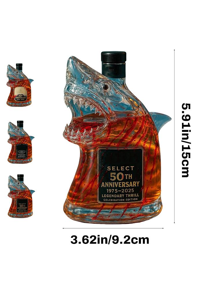 320ml Shark Statue Wine Bottle, Decanter Decoration For Bar,Office,Home Whiskey Bottle 3D Engraved Whiskey Glasses Theme Statue