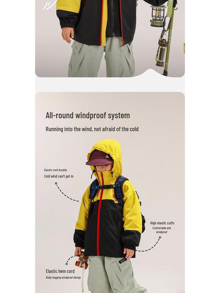 Autumn 2025 Boys' Detachable 3-in-1 Windbreaker: Outdoor Windproof & Waterproof Jacket